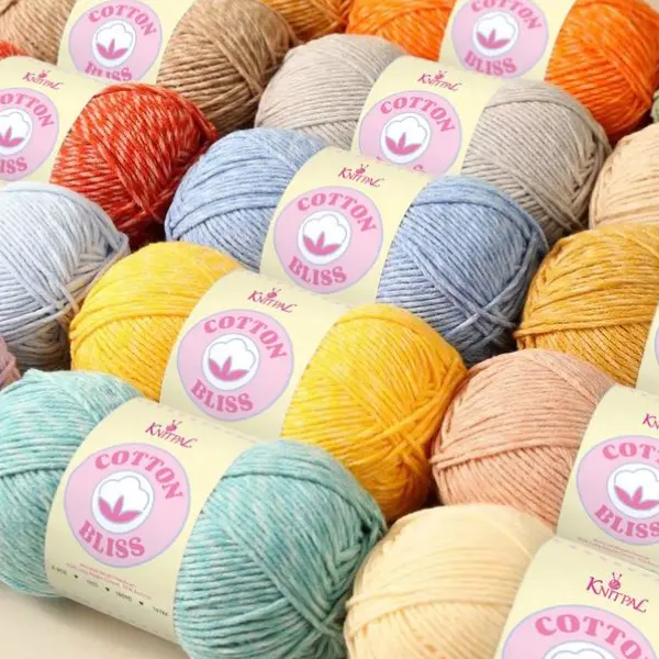 KnitPal Cotton Bliss Medium Worsted Cotton Blend Yarn, 4 Skeins (640 yds/400g) - Breathable, Durable, Easy-Care, Beginner-Friendly for Baby Projects, Knitting, Crochet; Pastels, Marled Colors, Neutral Tones, Refined Stitch Definition