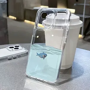 Anime Shark Blue Ocean TPU Full Coverage Anti-drop Transparent Phone Case, Suitable for iPhone 17 Air/16 Plus/15 Pro Max/14 Pro/13/12/11/XS Max/X Phone Case, Best Choice for Holiday Gifts to Family, Friends, Lovers, Girlfriends TMTKK24
