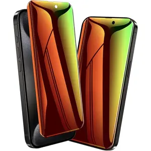 for iPhone 15 Pro Max / 15 Plus Privacy Screen Protector, 2 Pack Colorful Gradient Anti-Spy Anti-Blue Light 7H Hardness Film [Not Glass] [Easy Installation Frame], Sensitive Touch Anti-Scratch