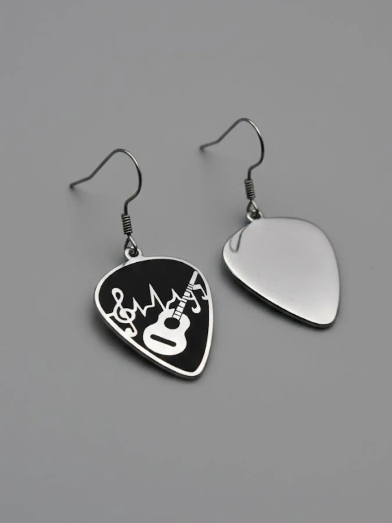 Guitar Shaped Earrings Set, Perfect Gift for Music Lovers, Stainless Steel, Rock Style, Suitable for Performances/parties, Durable, Hypoallergenic