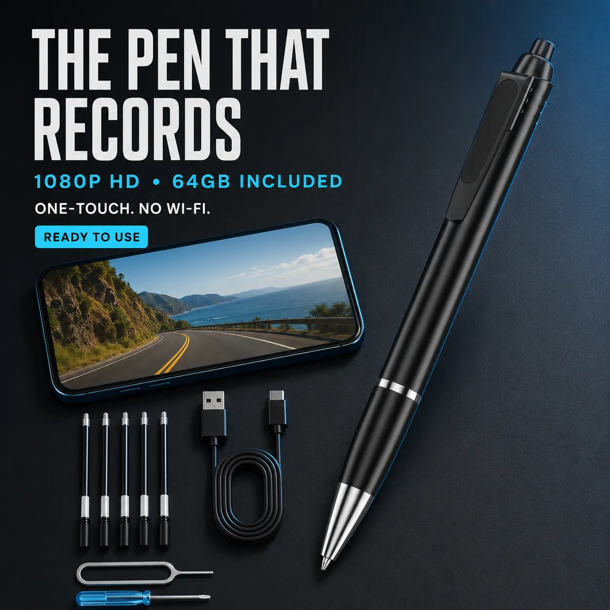 Mini HD Camera Pen – 1080P Portable Nanny Cam, Invisible Wearable Recorder for Home & Office Security