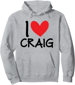 I Love Craig Name Personalized Men Guy BFF Friend Heart Boys Pullover Hoodie - 23B0B1YCFFS9