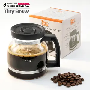 Tiny Brew Coffee Mug – 20oz Borosilicate Glass Diner Pot Mug with Spill-Proof Lid – Funny Novelty Gift for Coffee Lovers, Dads, Office, Travel & More