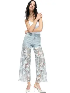Vogatiques High Rise Lace Pants With Rhinestone Lesley Blue Summer Denimm Jeans Chic Womenswear BYW8090