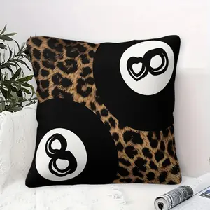 1 Piece 8 Ball Leopard Print Throw Pillow Cover 17.71x17.71 Inch, ( with core) Y2K Retro Heart Streetwear Aesthetic, Soft Decorative Square Pillowcase, for Couch Sofa Bed Living Room Dorm Decor, Perfect Birthday Back to School Gift