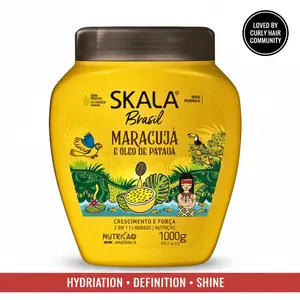 Skala Brasil Maracuja (Passion Fruit) & Pataua Oil Chemical-Free Brazilian Hair Treatment Cream (1000g), Hydrating Moisturizer for Curly Hair - Boosts Definition, Shine, Thick-Looking Locks [Mother's Day Special], Hydrate