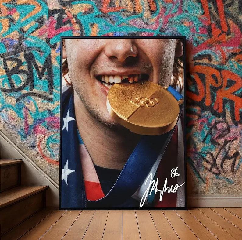 Jack Hughes Gold Medal Poster, USA Hockey Champion Wall Art