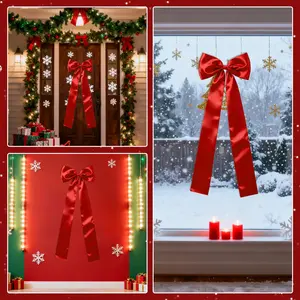 Giant Christmas tree top with bow, 23.6 inches x 87 inches extra-large ribbon tree top, suitable for Christmas decorations, large festive wreath bow, can be used for birthdays, home, parties, weddings, car and fireplace decorations.