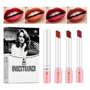 4 pcs/set Cigarette Lipstick Set Long Lasting Lip Glaze Matte Lip Gloss Waterproof Lip Stick Tube Nude Lip Tint Makeup Cosmetics Glossy