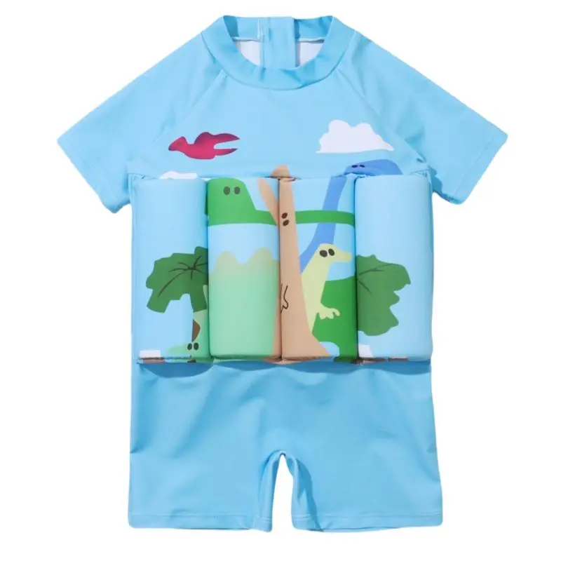 Children Buoyancy Swimsuit, Adjustable And Removable Buoyancy, Boys And Girls Sports Short-Sleeved Shorts, Dinosaur Pattern One-Piece Floating Swimsuit, Summer Beach Sports Swimming Buoyancy Swimsuit