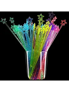 100 count 9.1 Inch Swizzle Sticks  Stirrers Plastic for Bar Disposible Plastic  Top  Swizzle Sticks (Multicolor)