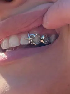 Hip Hop Star Tooth Caps, Temu Hollow Out Polished Electroplated Gold Teeth Christmas Unique Tooth Decorations Unisex Appeal