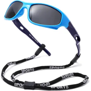 SQ-SGL003 Kids Sunglasses for Boys Girls, Polarized Sports Youth Sunglasses with Strap for Kids Ages 3-12
