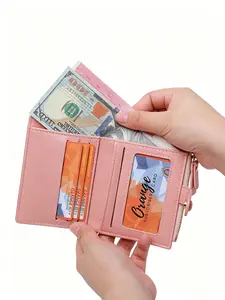 New two fold short wallet with ID card window, equipped with coin purse, lightweight wallet, stylish wallet, Trendy wallet, suitable for cash and credit cards, card bag wallet two in one, gift for birthdays and anniversaries