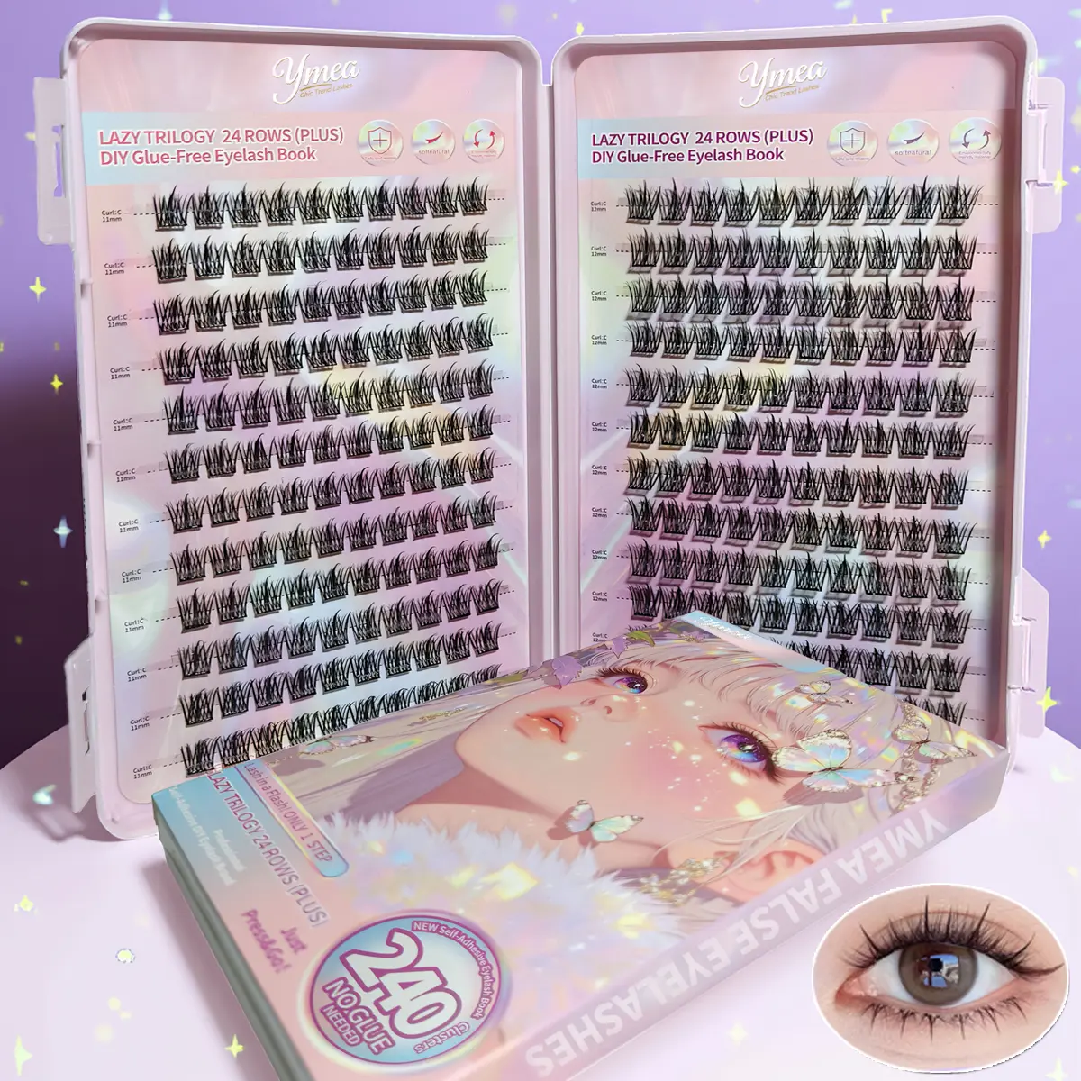 Self-adhesive Eyelashes Book, Natural Wispy Lashes, Doll Eyelashes, Eyelashes Set, Beginner Friendly Lashes, Reusable Lightweight Easy Apply, Cluster Eyelashes, Cosmetic False Lashes