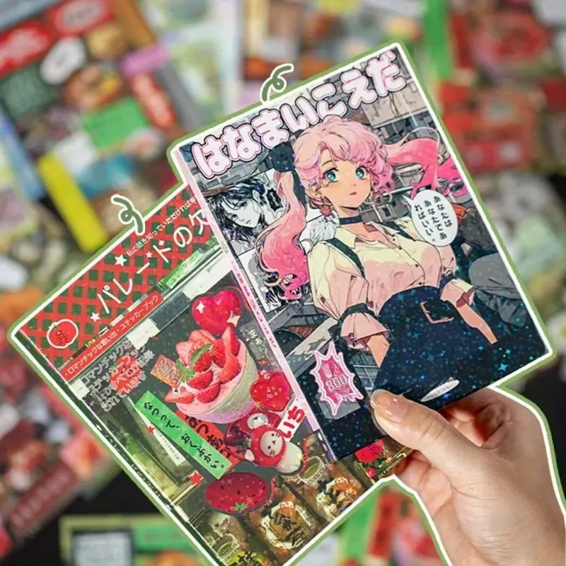 Japanese Retro Manga Style 45 Sheets Large Capacity Decorative Sticker Book Over 800 Stickers Including Glitter & DIY Diary Stickers for DIY Projects
