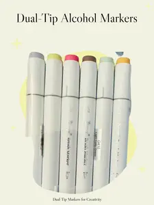 6 Pack Curated Colors Alcohol Ink Marker Set - Dual Fine/Brush Tipped Pens for Blending, Art Supplies, DIY Painting Supplies (Toys & Hobbies)