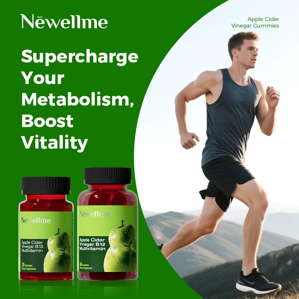Newellme Apple Cider Vinegar Gummy Vitamins with Vitamin B12 Gelatin-Free Vegan Non-GMO Supports Energy Levels Digestive Health & Wellness