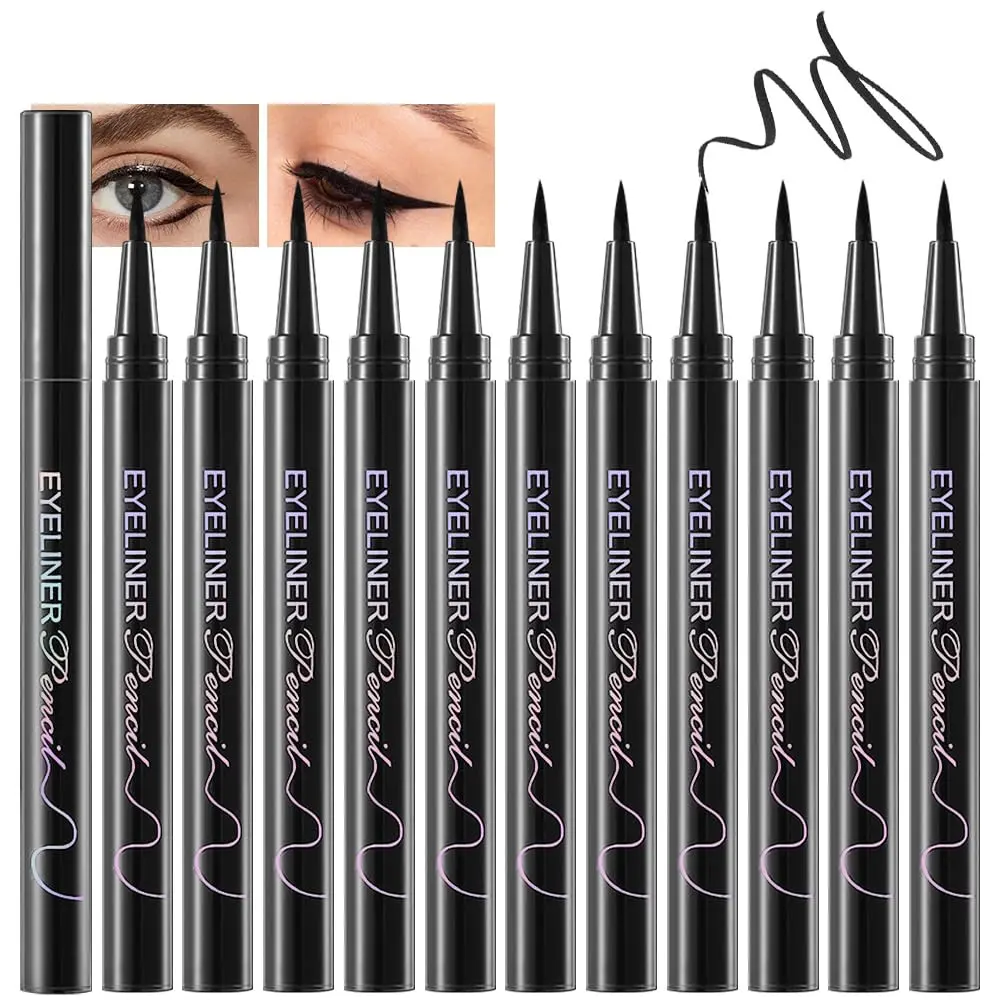 Liquid Eyeliner Set，12 Pack Matte Black Eye Liner Pen，Eye Ink Liner with Ultra-Fine Tip Makeup，Quick-Dry Eyeliner Pack，Glides on Smoothly，Smudge-Proof，Easy to Apply