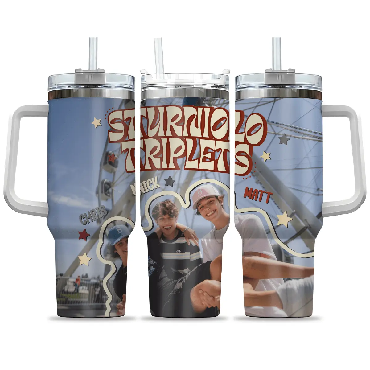 Sturniolo Triplets 40oz Tumbler With Handle, Sturniolo Triplets 20oz Tumbler, Sturniolo Triplets Tumbler - Insulated Stainless Steel Travel Mug