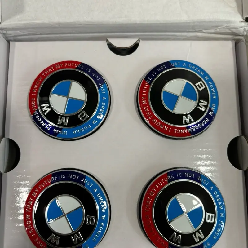 KITH Edition Floating Center Caps Wheel Hub 56MM / 68MM Emblem 5x112 : 5x120 Upgrade Accessories for BMW Vehicles Full Black Polished Look