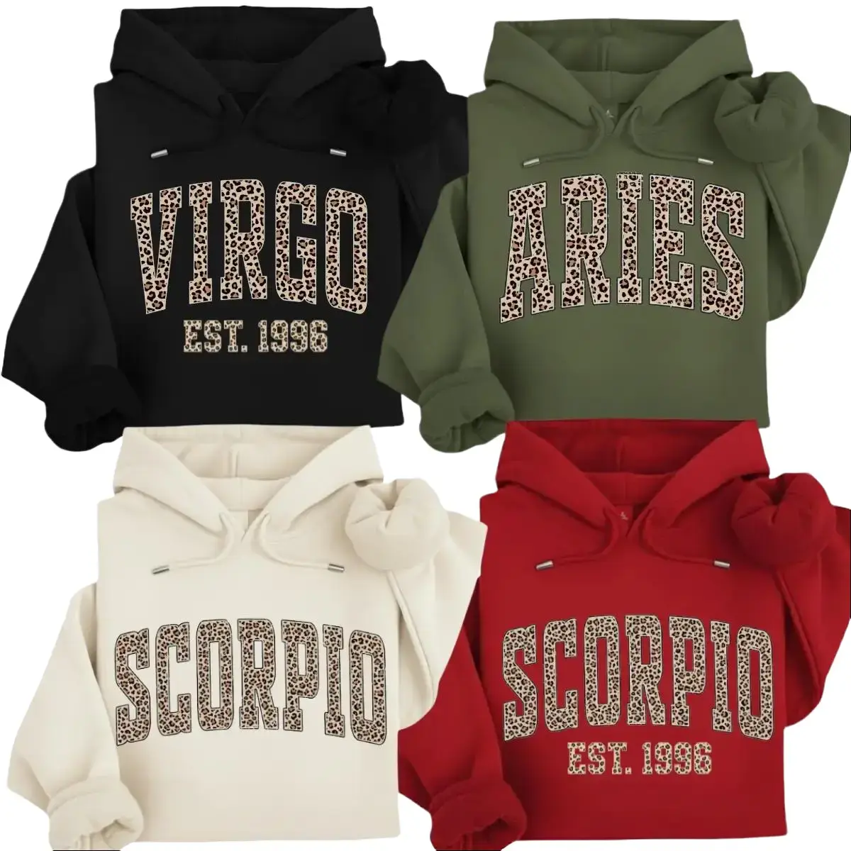 [LEAVE A NOTE OR NOT EST YEAR] Full 12 Minimalist Zodiac Hoodie – Astrology Sign “EST.” Year Hoodie for Men and Women, Minimalist Unisex Pullover, Perfect Horoscope Gift for Zodiac Lovers-Philip82 Store