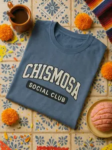 Chismosa Social Club, Funny Latina Shirt, Varsity Letter Shirt, Social Club Shirt, Chismosa Shirt, Mexican Shirt Women, Cafecito y Chisme, Spanglish Women's T-shirt Cotton Christmas Gift for her T-shirt Womenswear