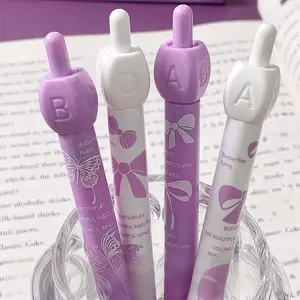 Rotatable Fun Answer Selection Gel Pen Gift Box, High Aesthetic 0.5mm Quick-Dry Ink Butterfly Design