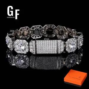 【Spring Glow Up】18K White Gold Plated Tennis Bracelet for Women Hypoallergenic Synthetic moissanite Iced Out Bracelets for Men Hip Hop dealsforyoudays