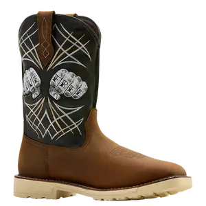 Ariat Men's Activator Live Free Distressed Brown Wide Square Toe Work Boot 10074208