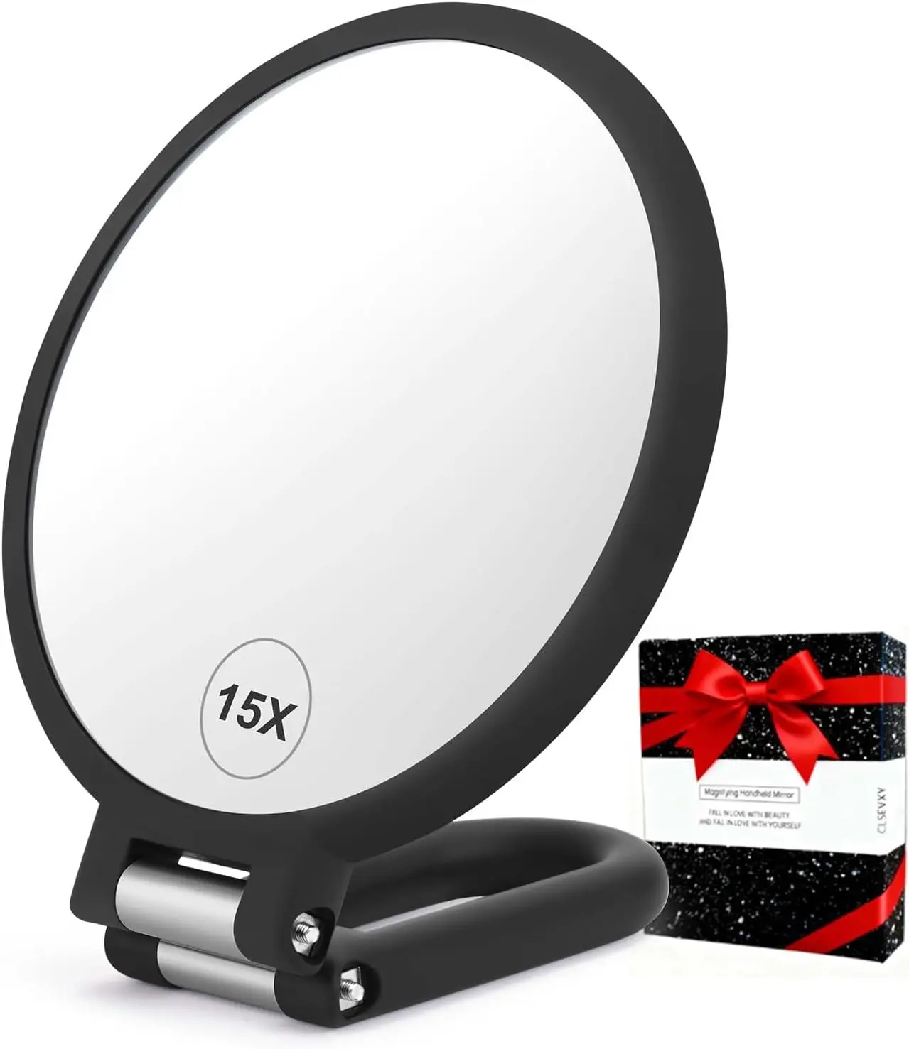 Magnifying Handheld Mirror Double Sided, 1X 20X Magnification Hand Mirrors, Travel Folding Hand Held Mirror, 360°Rotation Pedestal Makeup Vanity Mirror