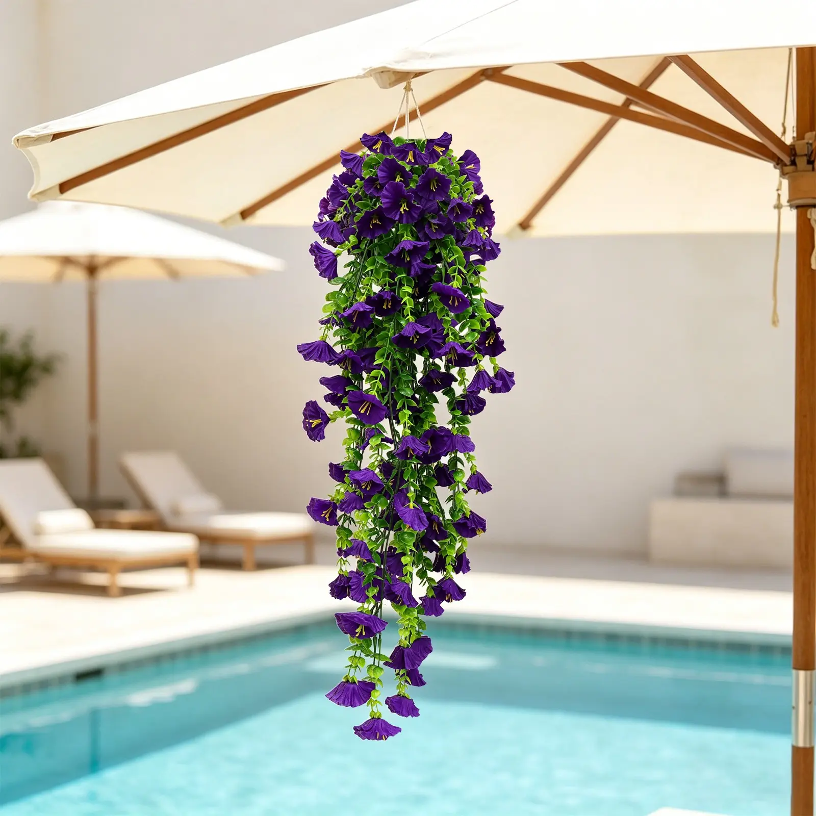 Purple artificial flower vine with UV resistance, hanging morning glory fake vine, Home decor accessory, suitable for indoor and outdoor weddings, proposals, housewarming gifts, Thanksgiving, Christmas, and all seasons