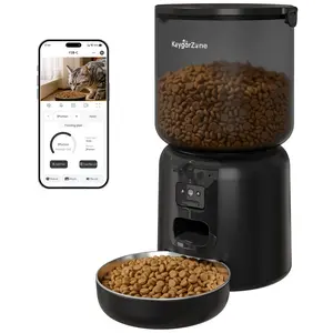 Royalcraft Smart Automatic Pet Feeder with HD Camera, WiFi App Control, Dual Power Supply & Voice Recording for Cats and Small Dogs, Black