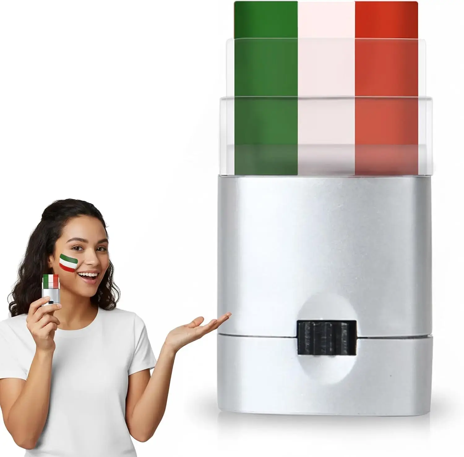 Mexico Flag Face Paint Stick - Sensitive, Gentle Green White Red Body Makeup, Easy to Apply, Washable for Soccer, National Events, Washable Makeup, Contains Paraffin, 30Ml, All Skin Types, Mx Flag, Easy Apply, Body Arts, Cosmetic, Hypoallergenic, Sporting
