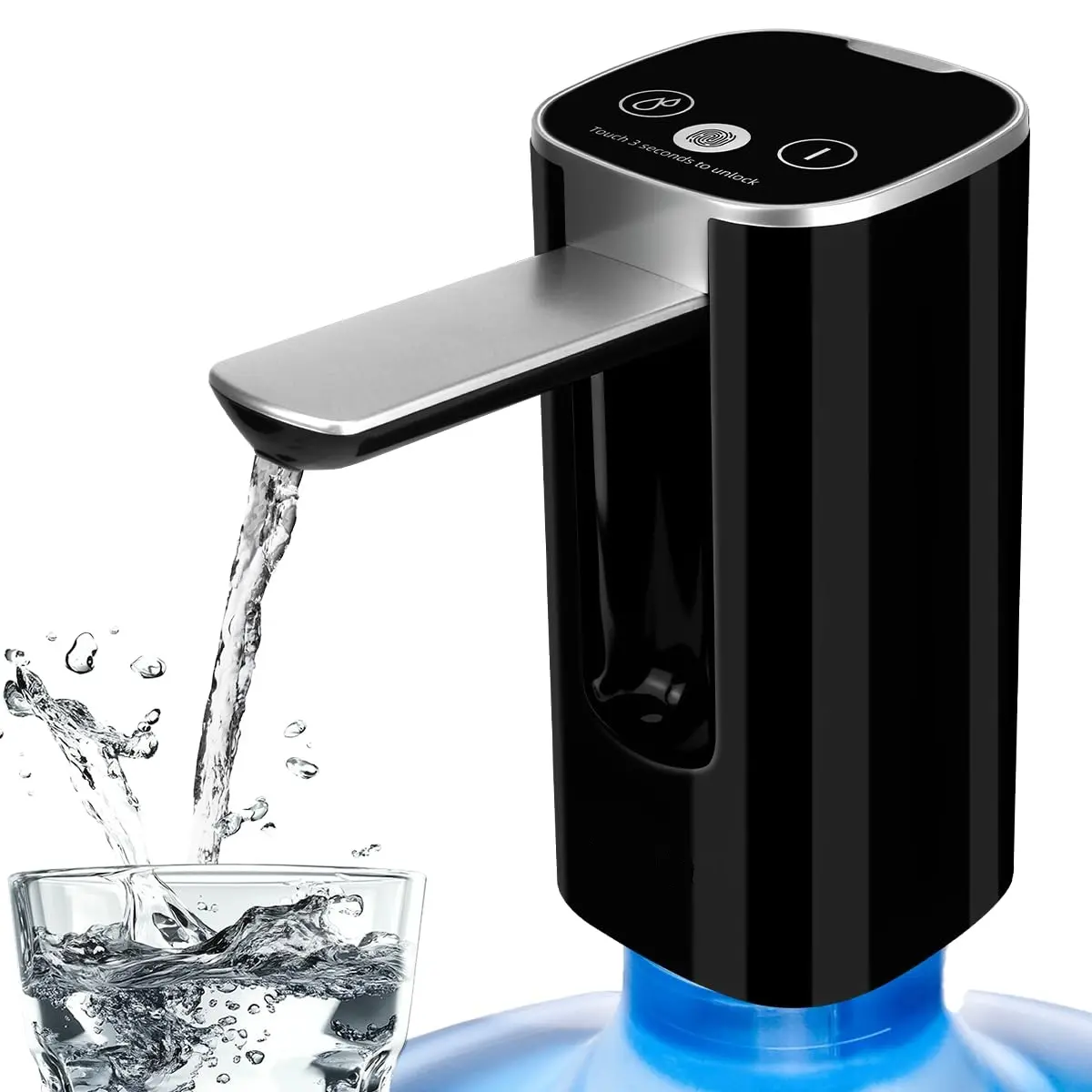 Automatic Water Dispenser for 5 Gallon Bottle with Digital Display, 3 Dispense Modes, Portable USB Charging Electric Water Pump, Food-Grade Water Jug Pump for Home, Office, RV, Camping