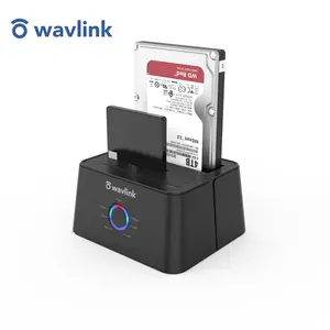 WAVLINK USB 3.0 and USB C to SATA Dual-Bay External Hard Drive Docking Station for 2.5/3.5 Inch HDD/SSD with UASP (6Gbps), Support Offline Clone/Duplicator Function [16TB X2 ]-Black Box