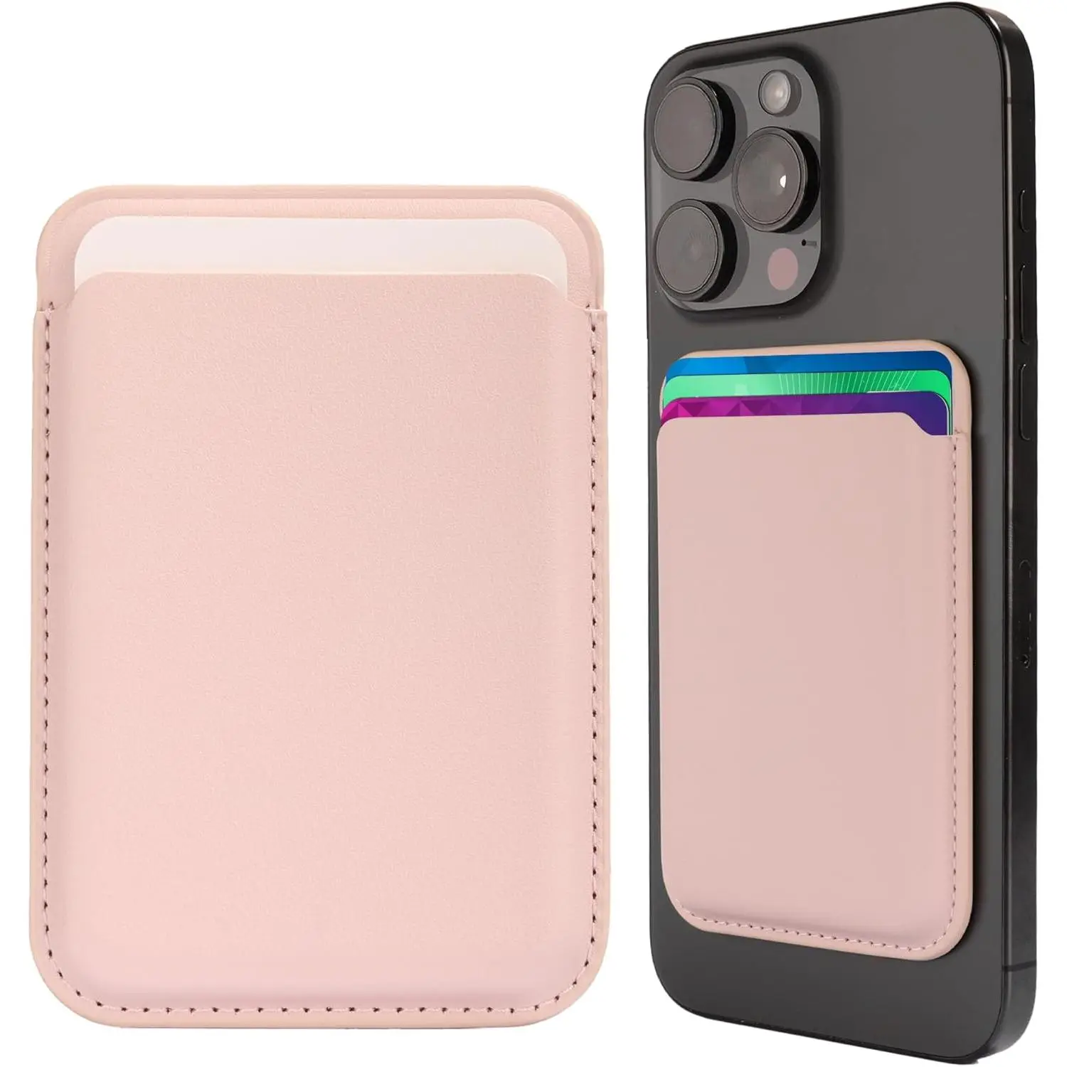 Leather Magnetic Card Holder Wallet Phone Case - Phone Accessories for iPhone 17,16,15,14,13,12 Pro Max Plus, Slim Minimalist, Magnetic Snap Hold, Scratch Resistant, Easy-Access Cards (Travel, Shopping Use)