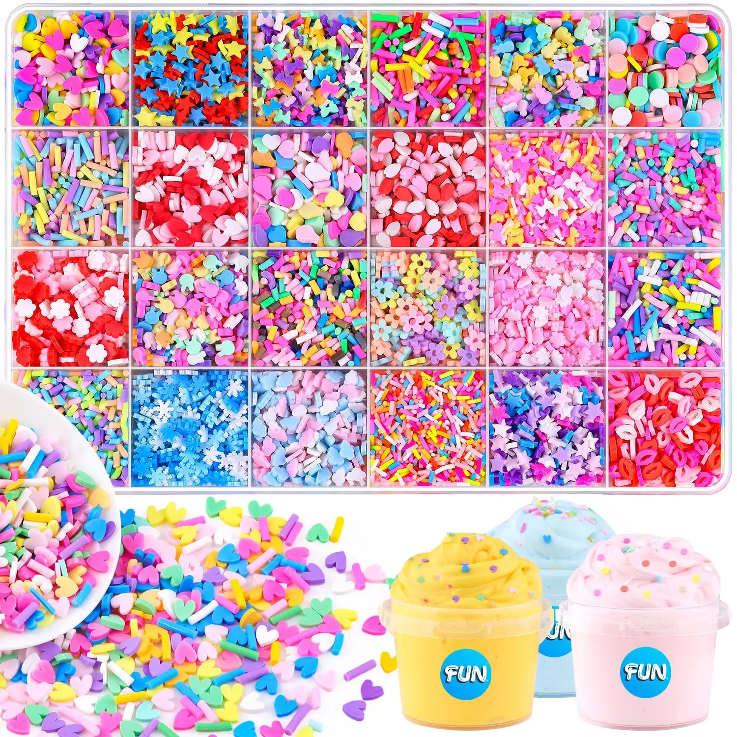 Halloween Fall Gift 24-Grid Slime Mix-Ins  | Cute Charms, Fake Sprinkles & DIY Craft Decorations | Perfect for Slime, Nail Art & Creative Projects