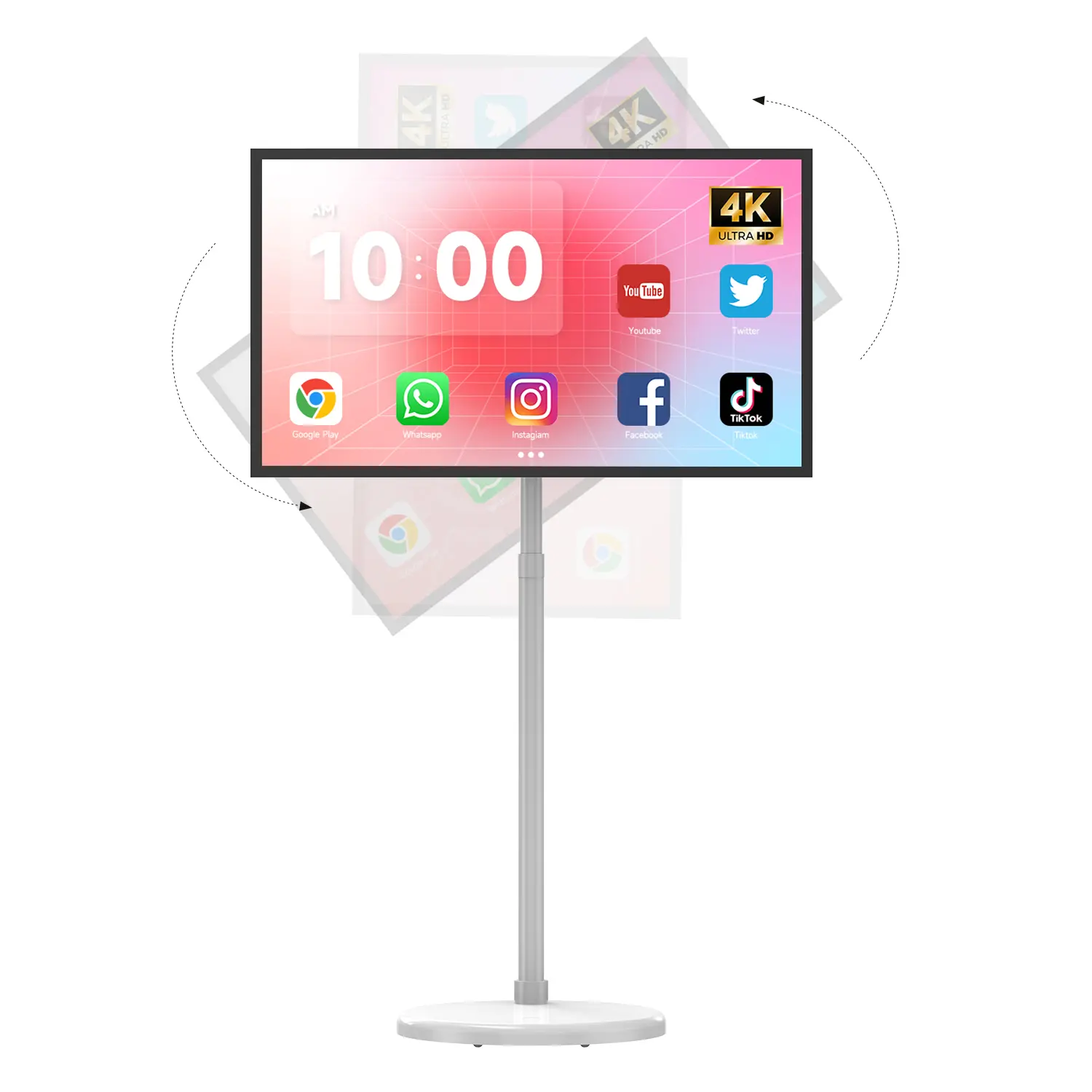 2026 Gen 2 OHYEAHSPIN 32/43 Portable Smart TV on Wheels - Touch Screen Monitor, Android OS, Wireless Cast, Smart TV Compatible