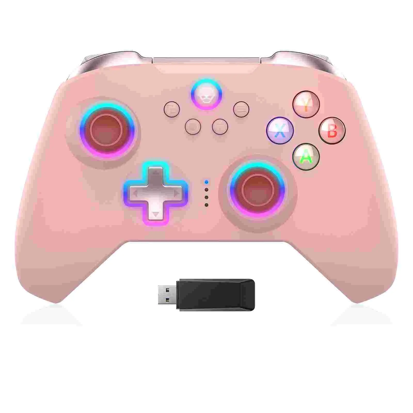 VIDPPLUING Wireless Hall Effect Gaming Controller for Steam PC & Smartphone, PC Gaming Accessory with Turbo, Macro Programming, Dual Triggers, Dual Vibration Feedback, 7 RGB Lighting Effects, 3.5mm Audio Interface, 1000mAh Battery