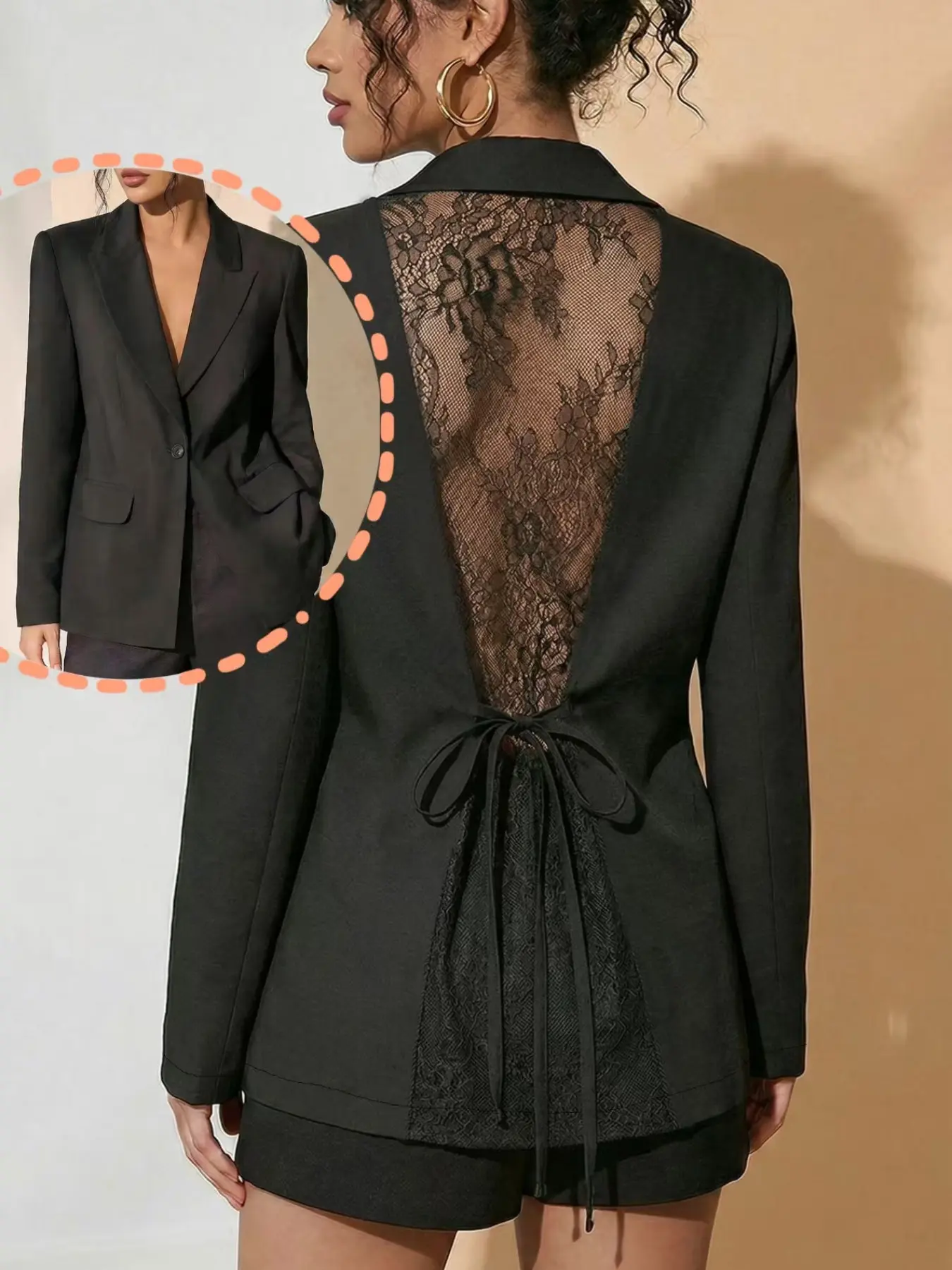 High-End Backless Lace Suit Set for Women, New Arrival Office Date, Slimming Effect, Feminine, Elegant, Chic and Stylish, Formal Office Suit