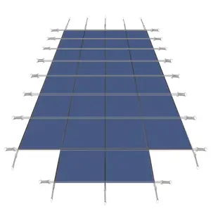 Garvee Safety Pool Covers for In Ground Pools,18 x 34 FT+4 x 8 Ft Rectangle Safety Swimming Pool Cover with Center Step,Mesh Durable Pool Cover for Inground Pools  with Installation Tools, Blue