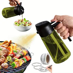 16 oz Olive Oil Sprayer and Dispenser - BPA Free Dark Glass Mister with Pouring Function - Kitchen Utensil for Cooking and Grilling - Utensils Kitchen Bottle Oval Washable Kitchenware Black