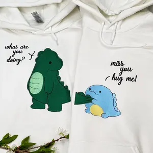 Custom Embroidered Couple Hoodie, Dinosaur Hoodies, Matching Couple Hoodies, Useful Gifts For Couples