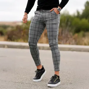 GINGTTO Men's Plaid Dress Pants Slim Fit Stretch Trendy Chino Skinny Comfort Formal Pants