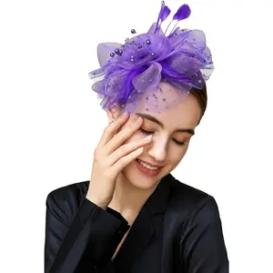 BABEYOND Fascinator Hats for Women Tea Party Hat Kentucky Fascinators Headband Derby Hats Wedding Flower Feathers Hair Clip