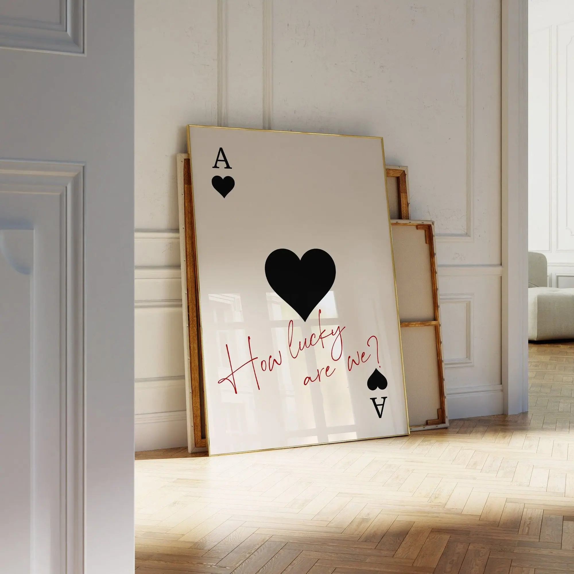 , Trendy Ace Of Hearts Print Lucky You Poster Trendy How Lucky Are We Print Aesthetic Playing Card Poster Preppy Y2K Room Decor Digital, Decor, Poster, Wall Art
