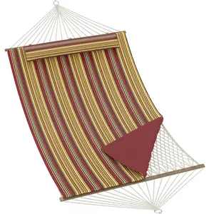2-in-1 Outdoor Hammock for Patio, Backyard, Garden or Beach, 2 Person Cotton Rope Hammock