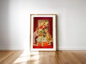 [Sale Up To 50%][No frame, Free Ship] Kissing Santa Print: Retro Christmas Art Funny Xmas Poster Holiday Decor