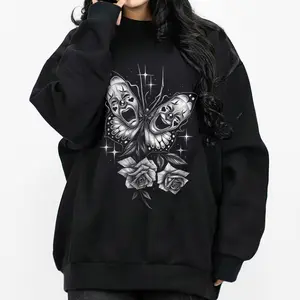 Smile and Butterfly Chicano Clothing Lowrider Chicana Art Gangster Cholo Outfit Cotton Fabric Unisex Hoodie 1710 1 Casual Streetwear